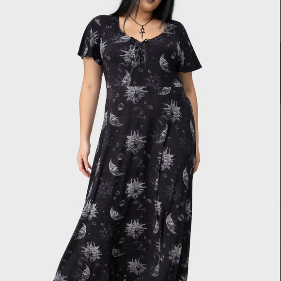 Killstar Black and White Cosmic Maxi Dress - Picture 6 of 8